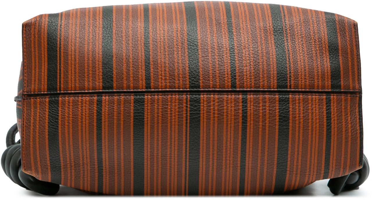 Loewe Medium Striped Leather Flamenco Knot Tote Bruin