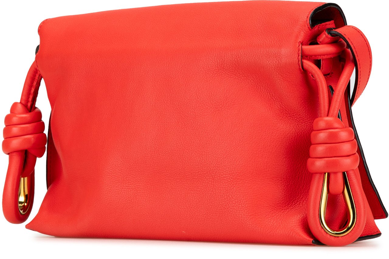 Loewe Leather Flamenco Knot Whipstitch Crossbody Rood
