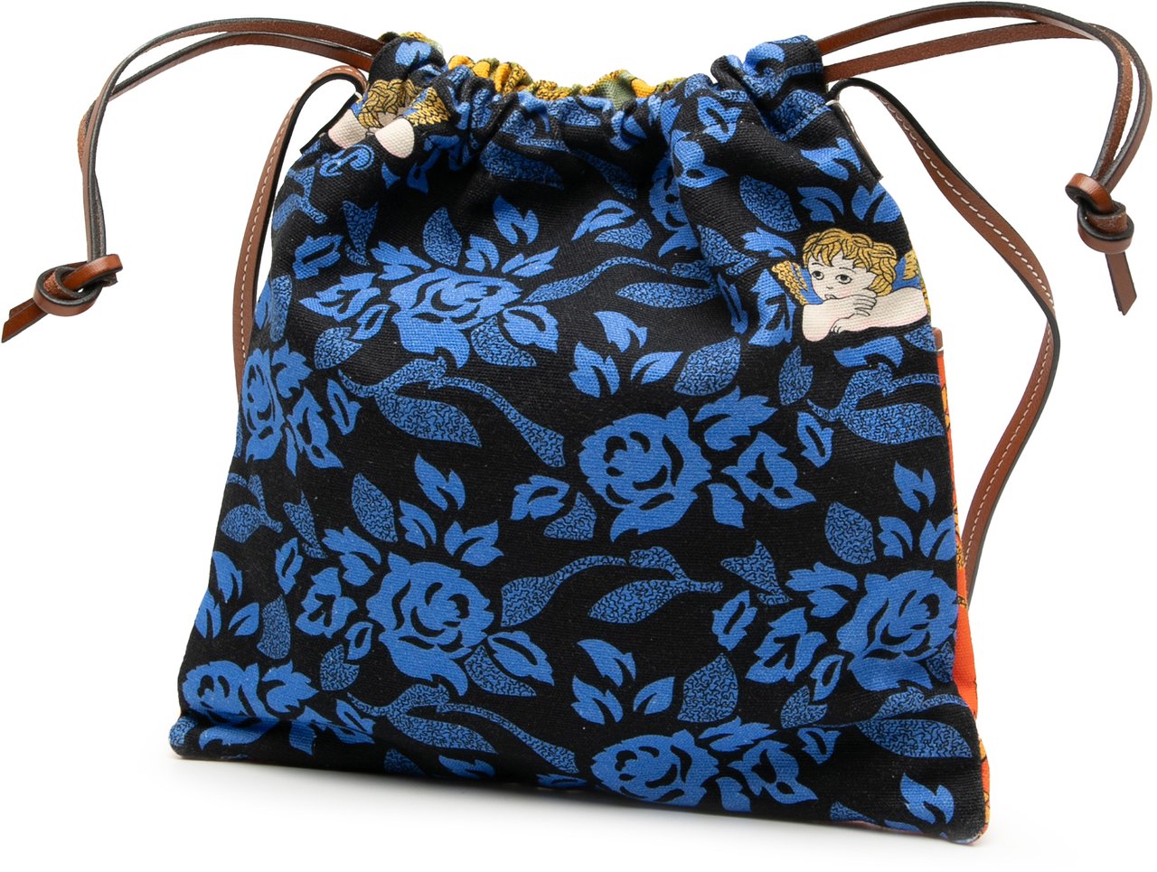 Loewe Paulas Ibiza Canvas Angel Drawstring Crossbody Oranje