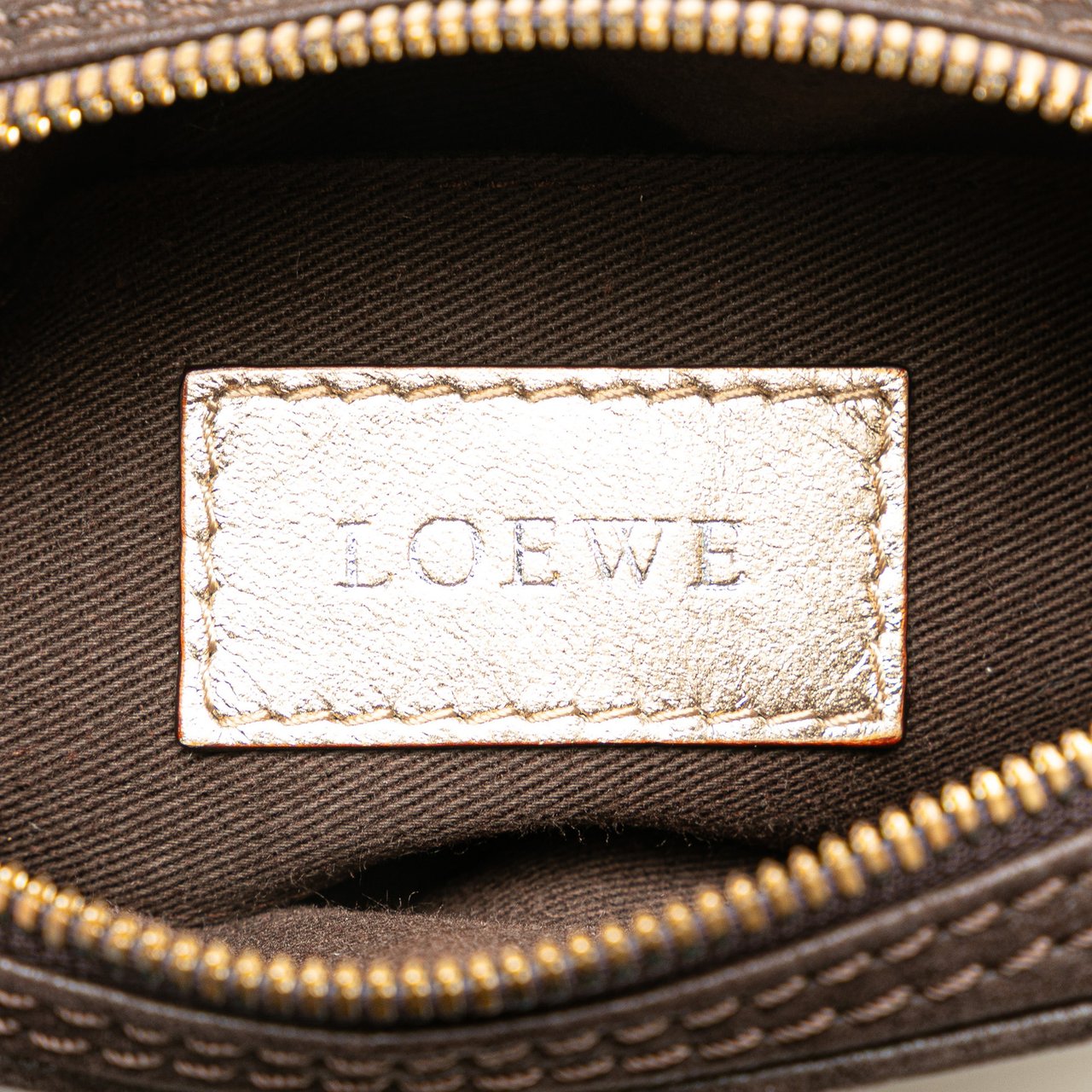 Loewe Mini Anagram Leather Tassel Crossbody Bruin