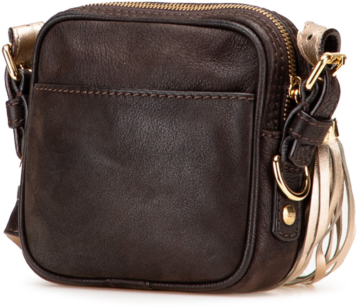 Loewe Mini Anagram Leather Tassel Crossbody Bruin