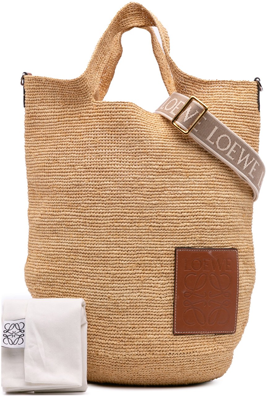 Loewe Mini Raffia Slit Satchel Bruin