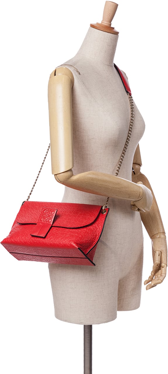Loewe Leather Repeat Anagram Avenue Crossbody Rood
