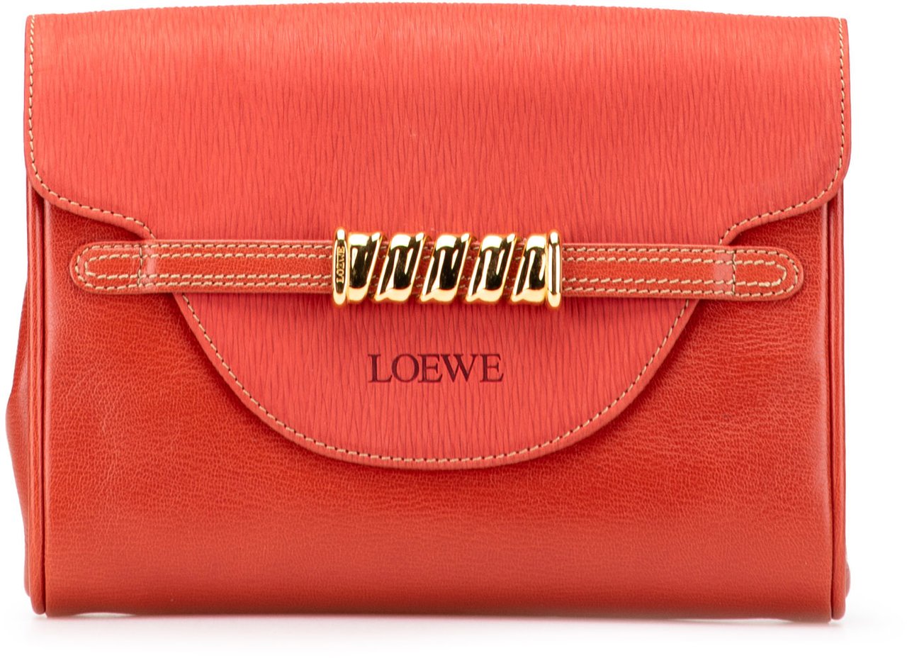 Loewe Leather Velazquez Twist Clutch Rood
