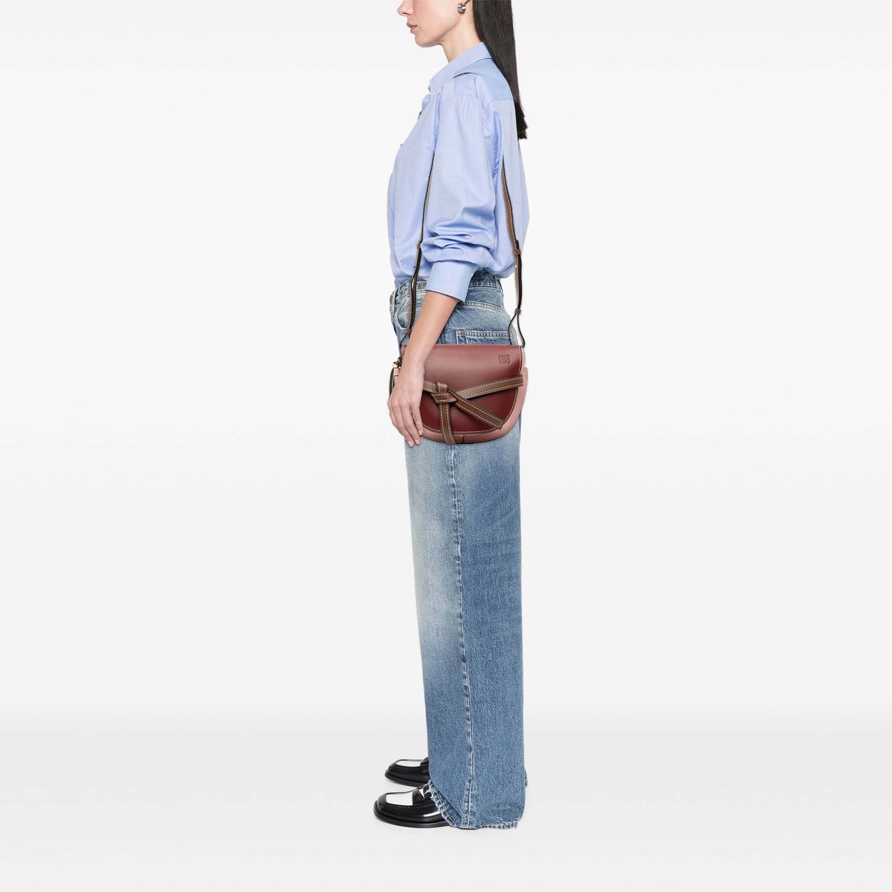 Loewe Small Tricolor Leather Gate Crossbody Rood