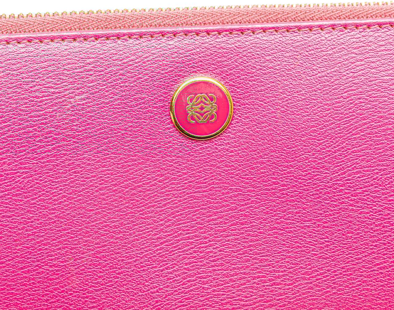 Loewe Anagram Leather Zip Around Wallet Roze