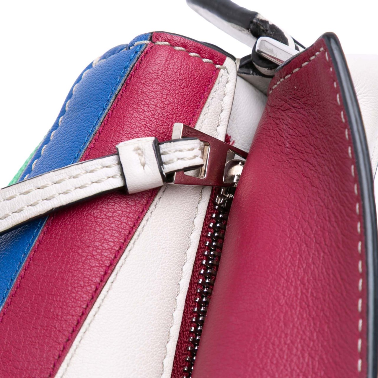 Loewe Mini Calfskin Zigzag Puzzle Edge Satchel Wit