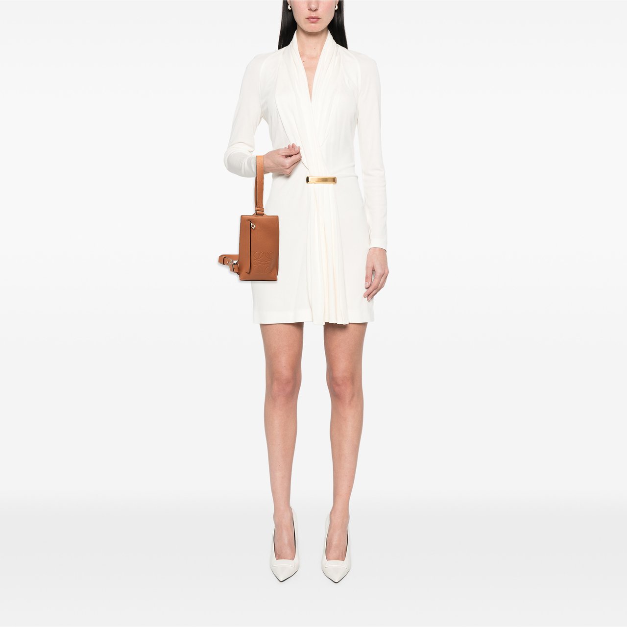 Loewe Soft Grained Calfskin Vertical T Pocket Crossbody Bruin