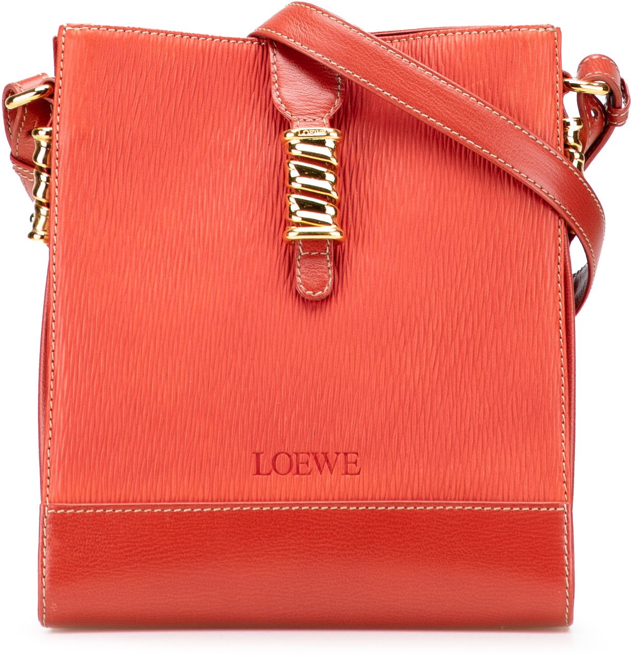Loewe Leather Velazquez Twist Crossbody Rood