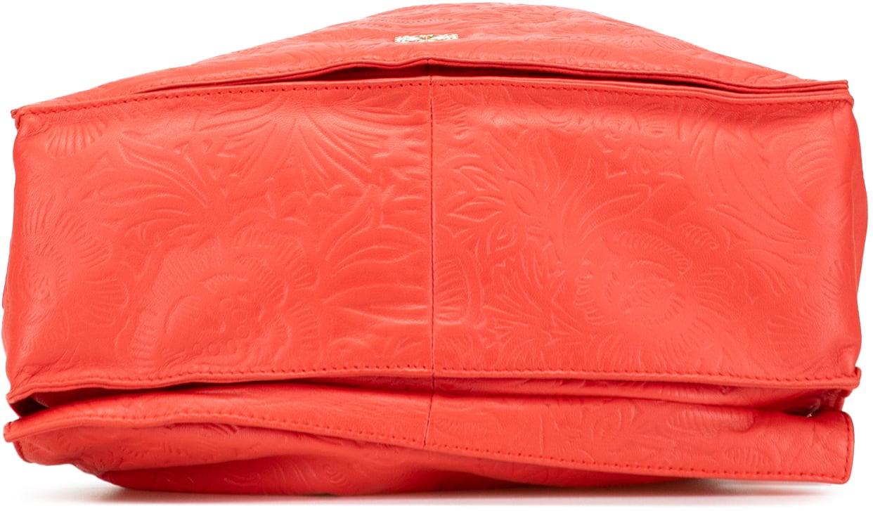 Loewe Embossed Leather Flamenco Tassel Crossbody Rood
