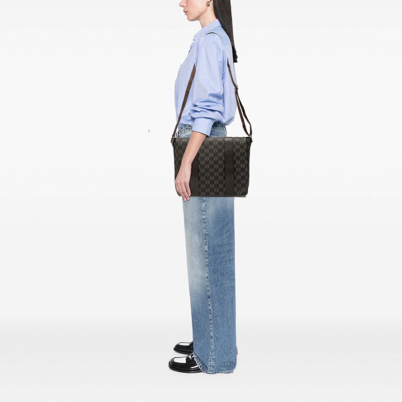 Loewe Anagram Coated Canvas Flap Crossbody Bruin