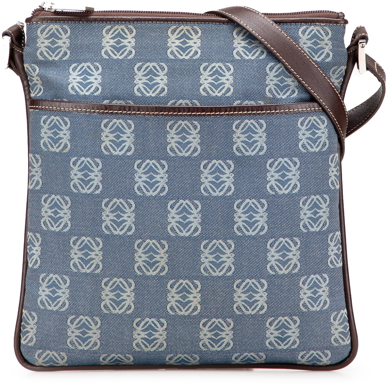 Loewe Anagram Denim Crossbody Blauw
