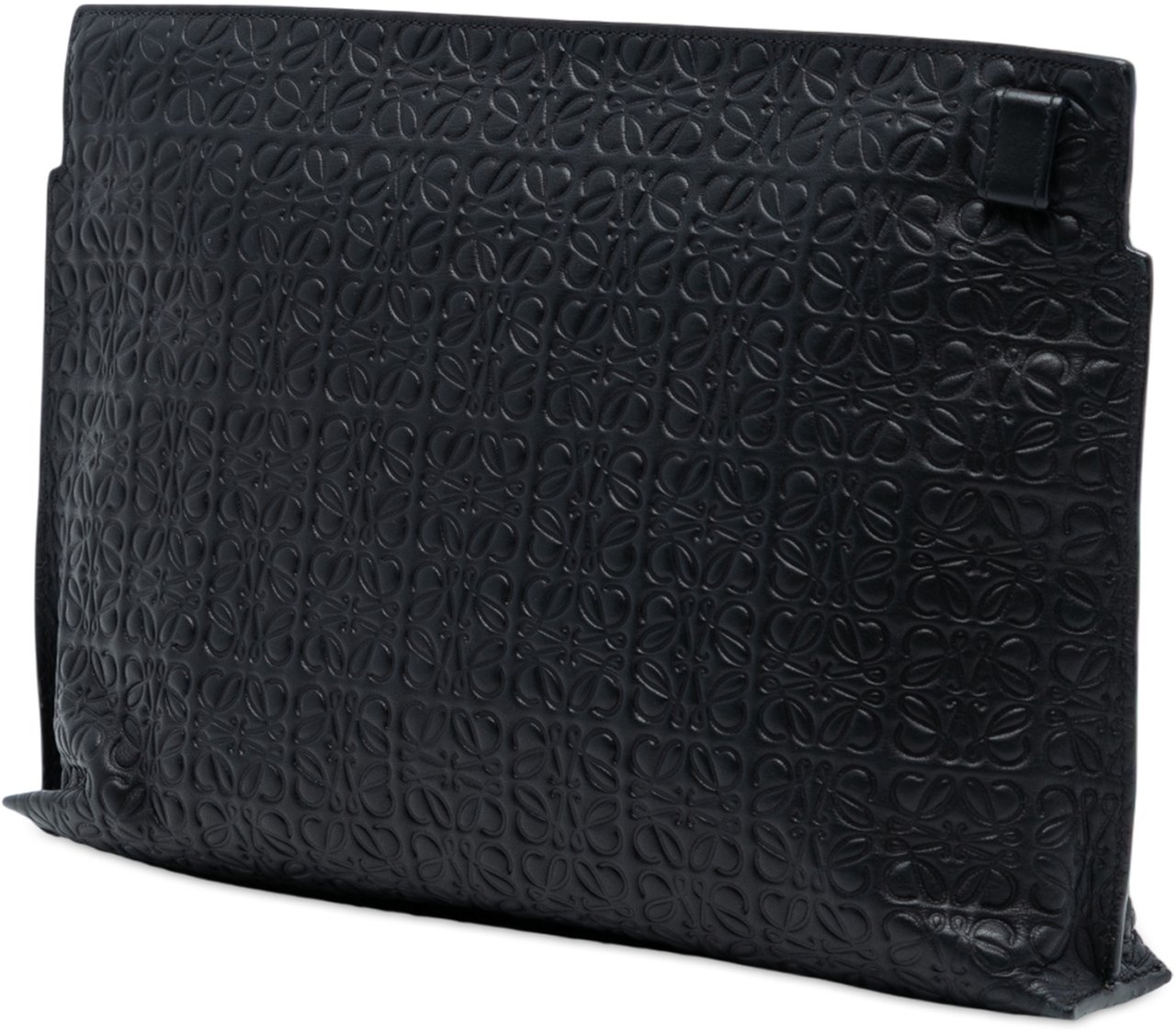 Loewe Embossed Anagram Leather Repeat T Clutch Zwart