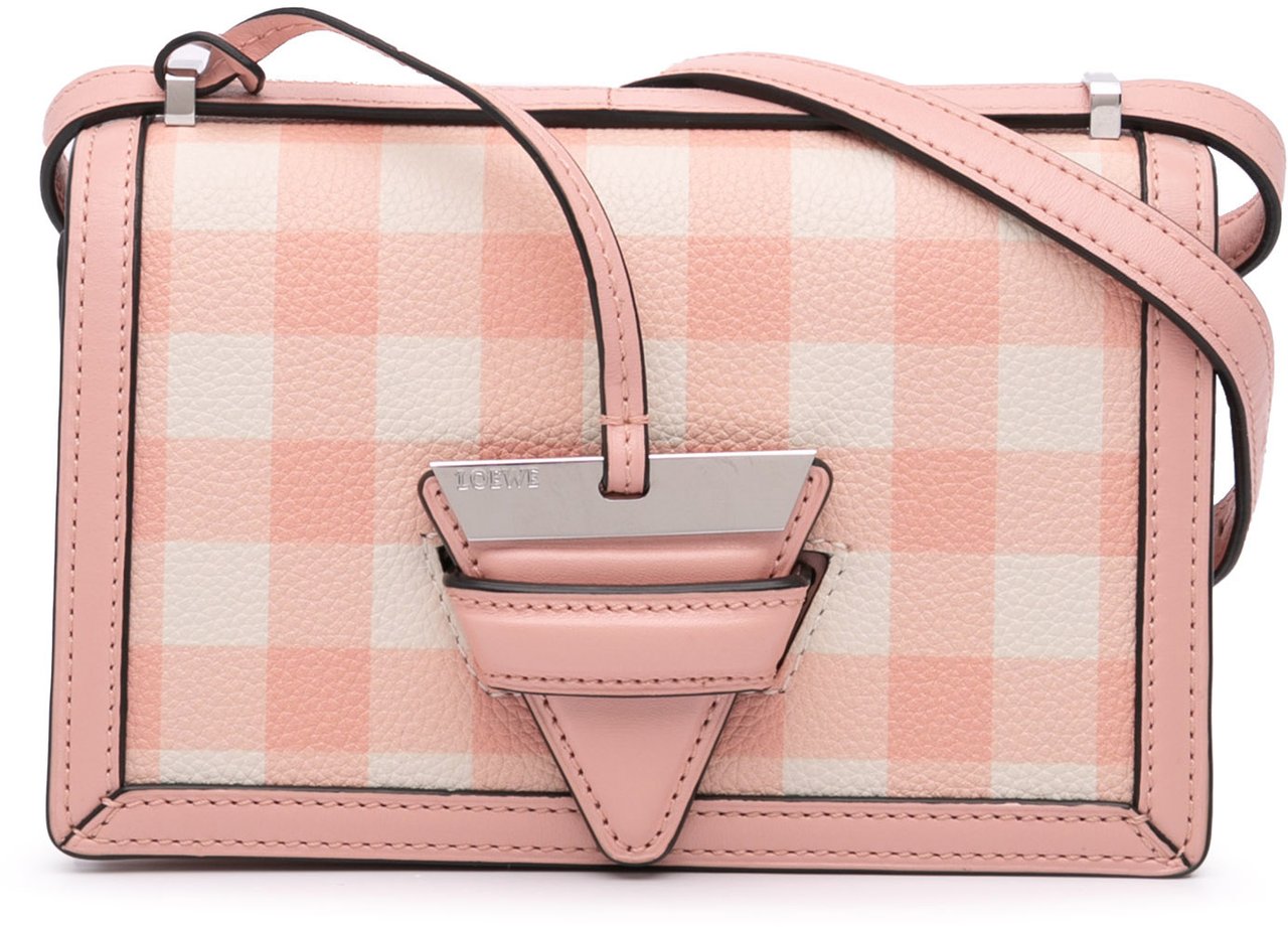 Loewe Small Leather Gingham Barcelona Crossbody Roze