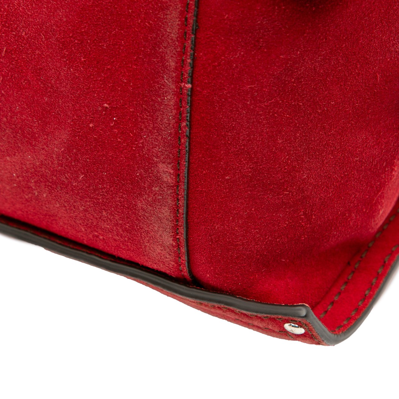 Loewe Anagram Suede Shoulder Bag Rood