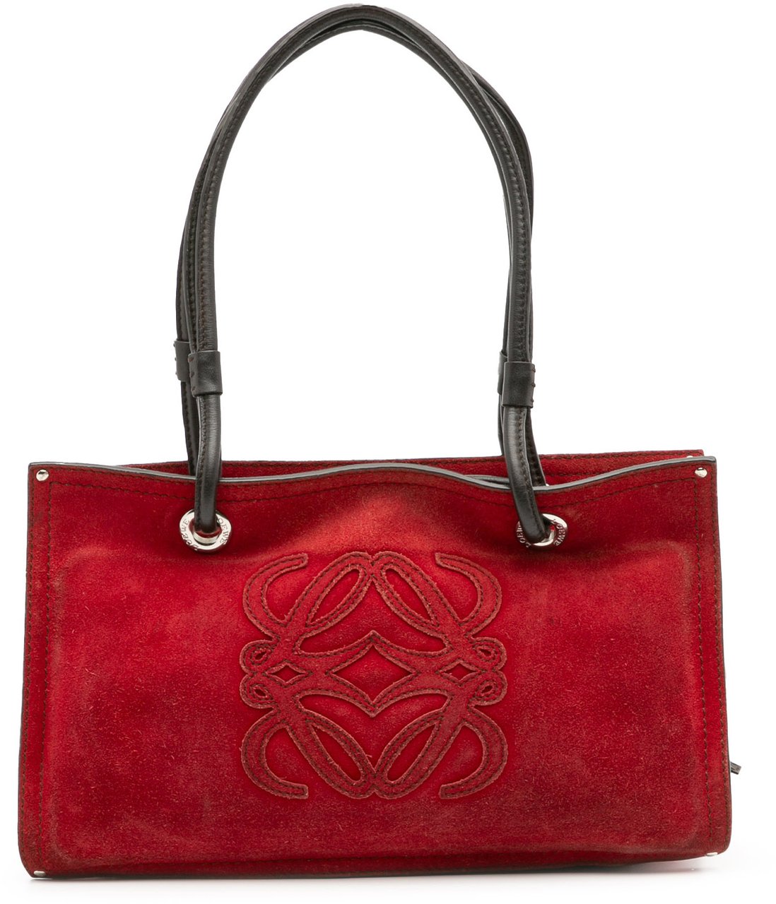 Loewe Anagram Suede Shoulder Bag Rood
