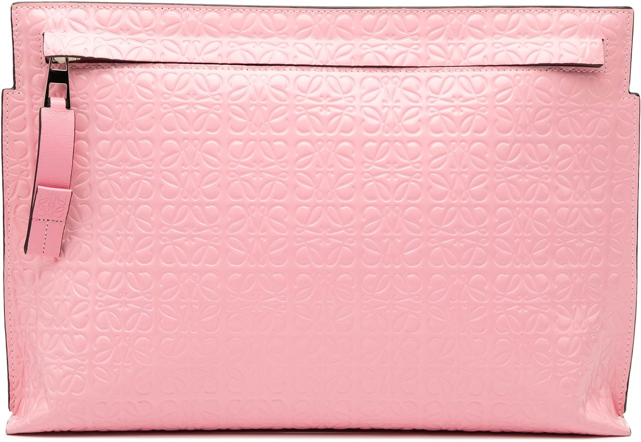 Loewe Embossed Leather Anagram Repeat T Clutch Roze