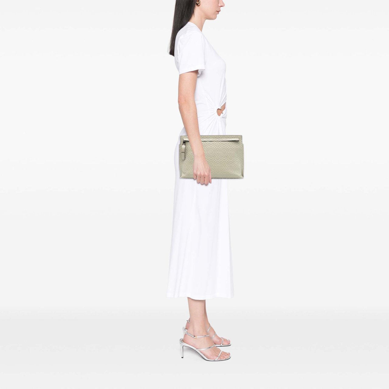 Loewe Embossed Leather Anagram Repeat T Clutch Bruin