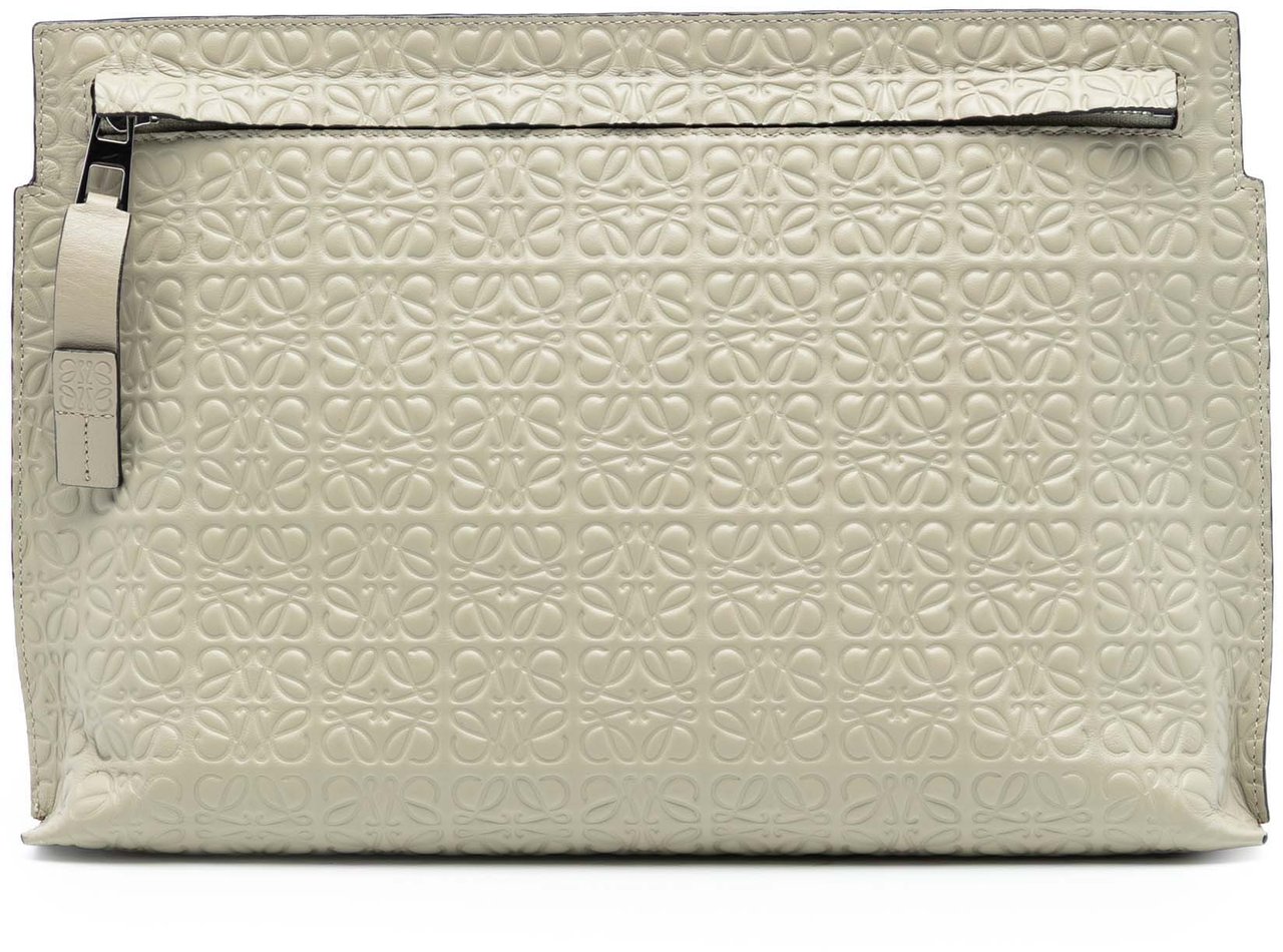 Loewe Embossed Leather Anagram Repeat T Clutch Bruin