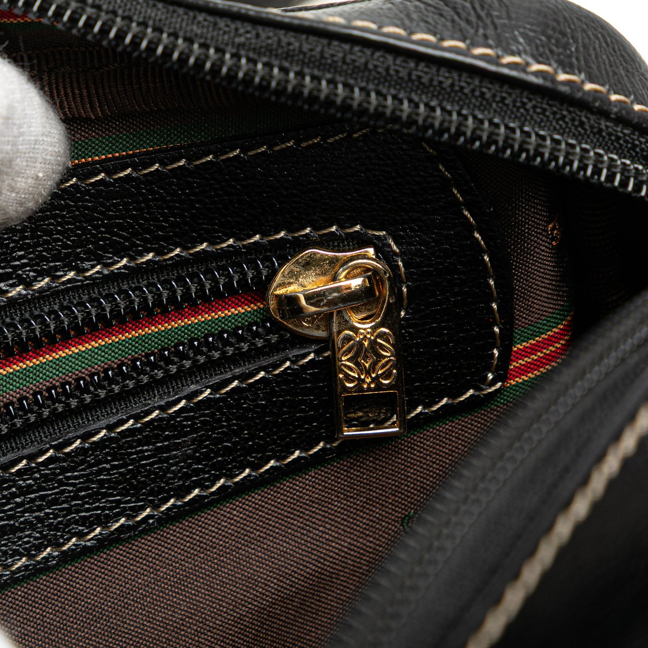 Loewe Leather Velazquez Twist Crossbody Bruin