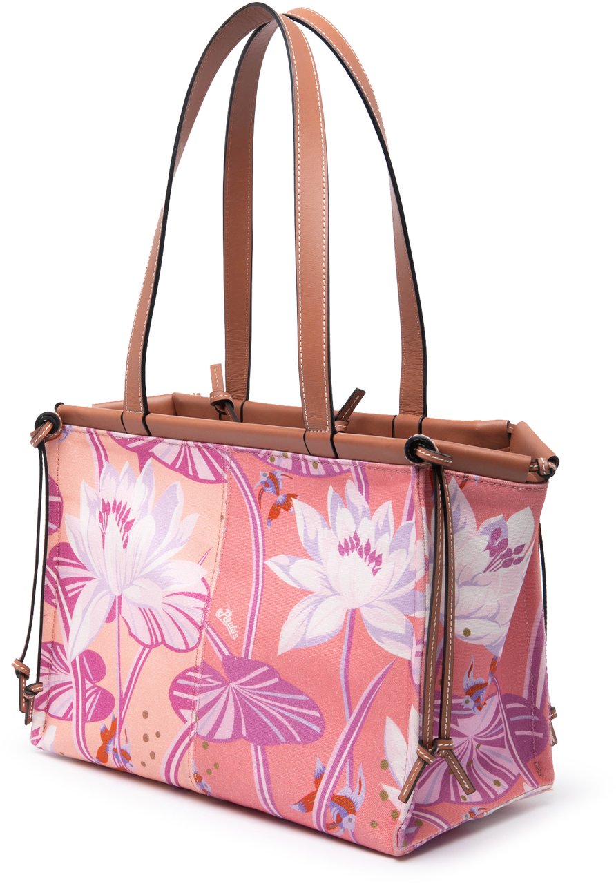 Loewe Paulas Ibiza Small Canvas Waterlily Print Cushion Tote Roze