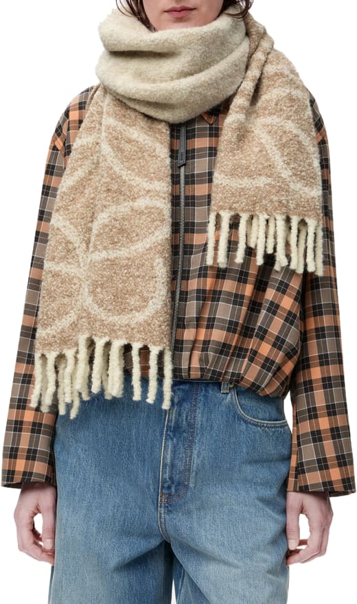 Loewe 47X182 ANAGRAM SCARF BEIGE/WHITE Beige