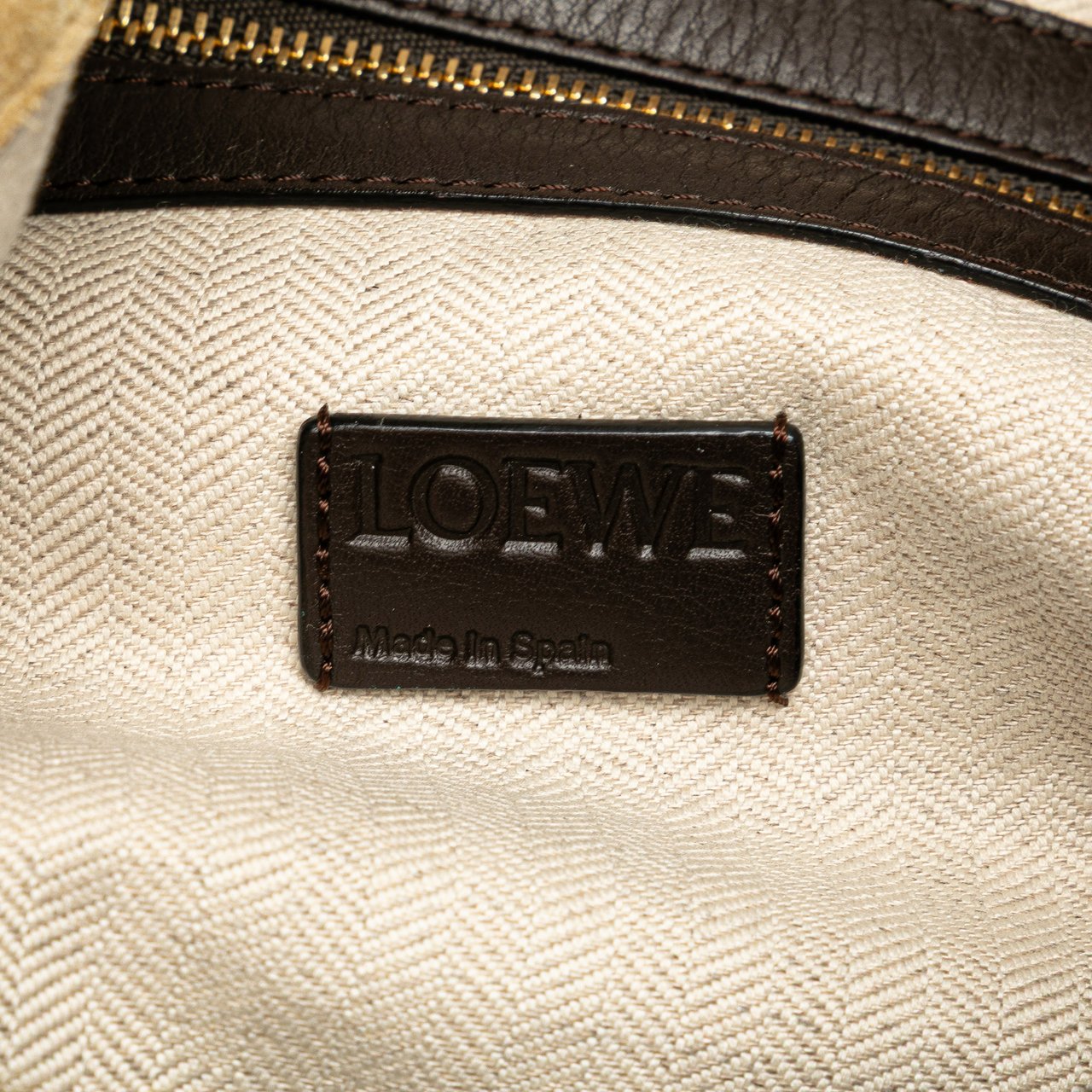 Loewe Small Suede Flamenco Knot Hobo Bruin