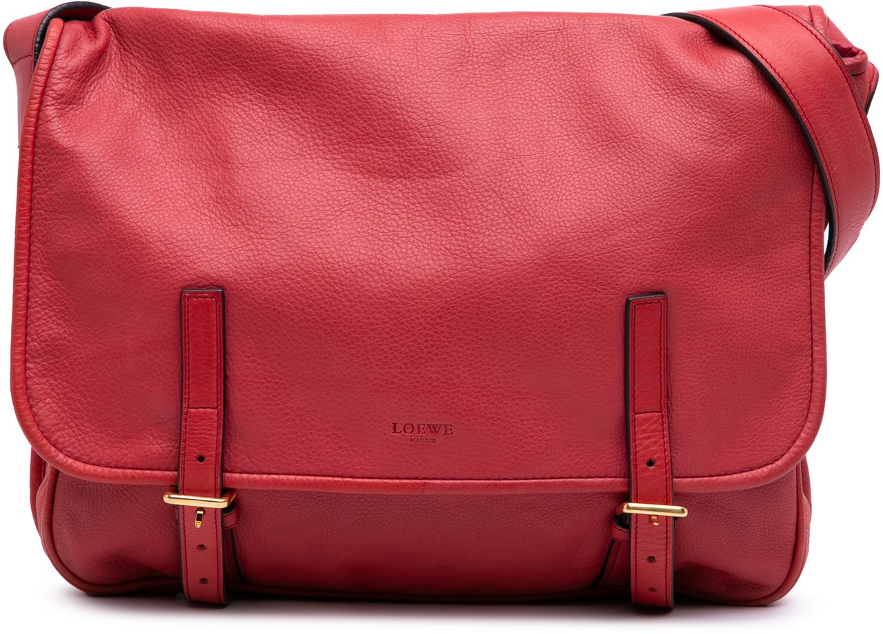 Loewe Leather Messenger Bag Rood