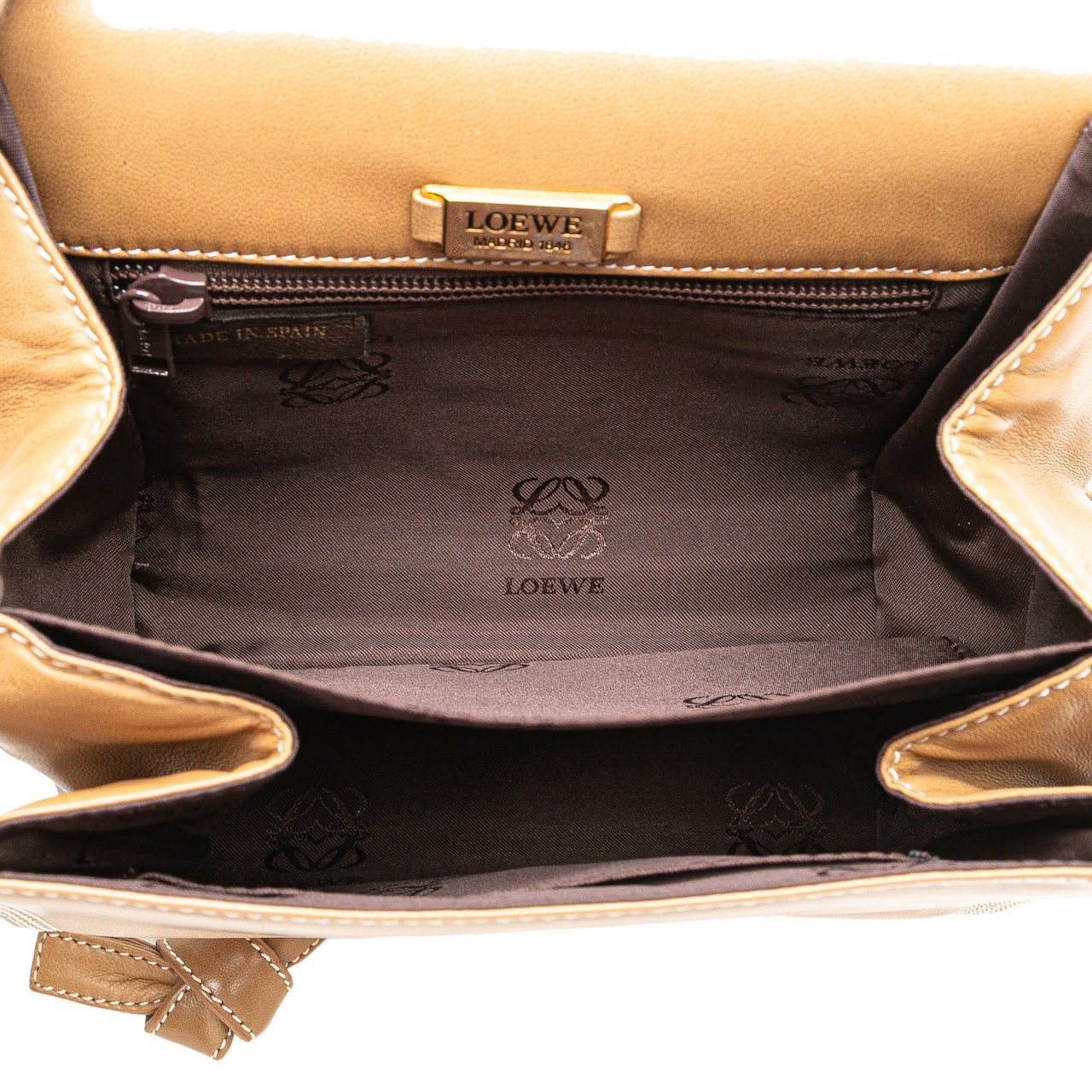 Loewe Anagram Leather Flap Crossbody Bruin