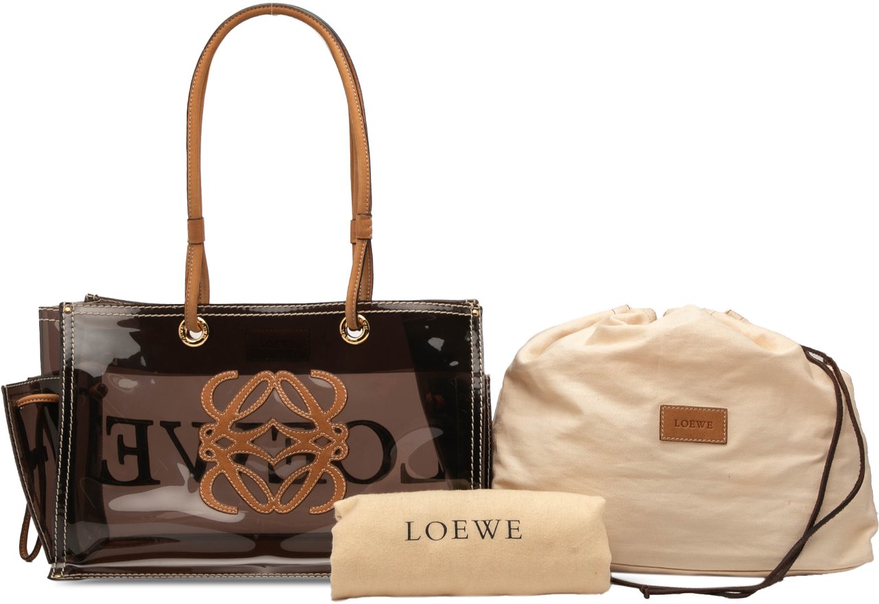 Loewe PVC and Leather Anagram Tote Bruin