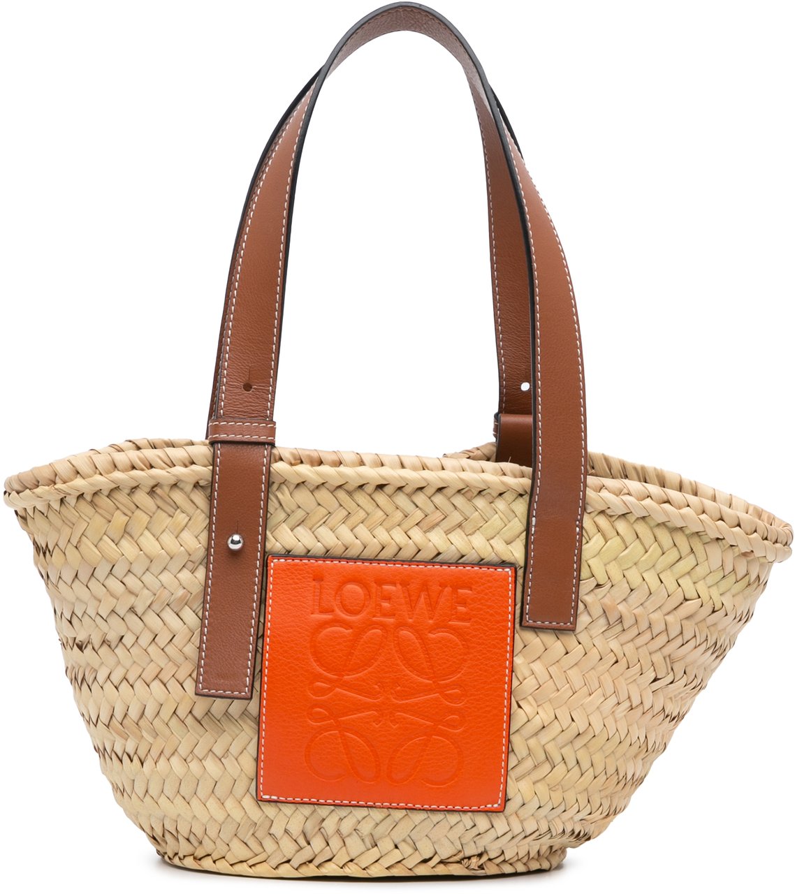 Loewe Mini Raffia Basket Tote Bruin