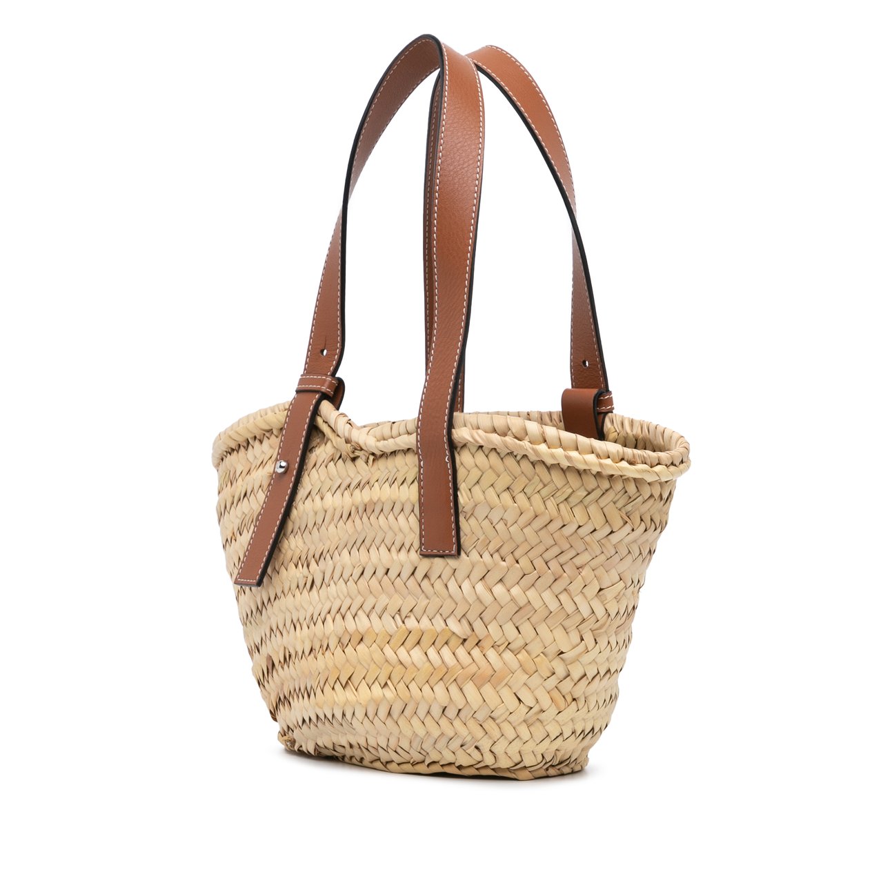 Loewe Mini Raffia Basket Tote Bruin