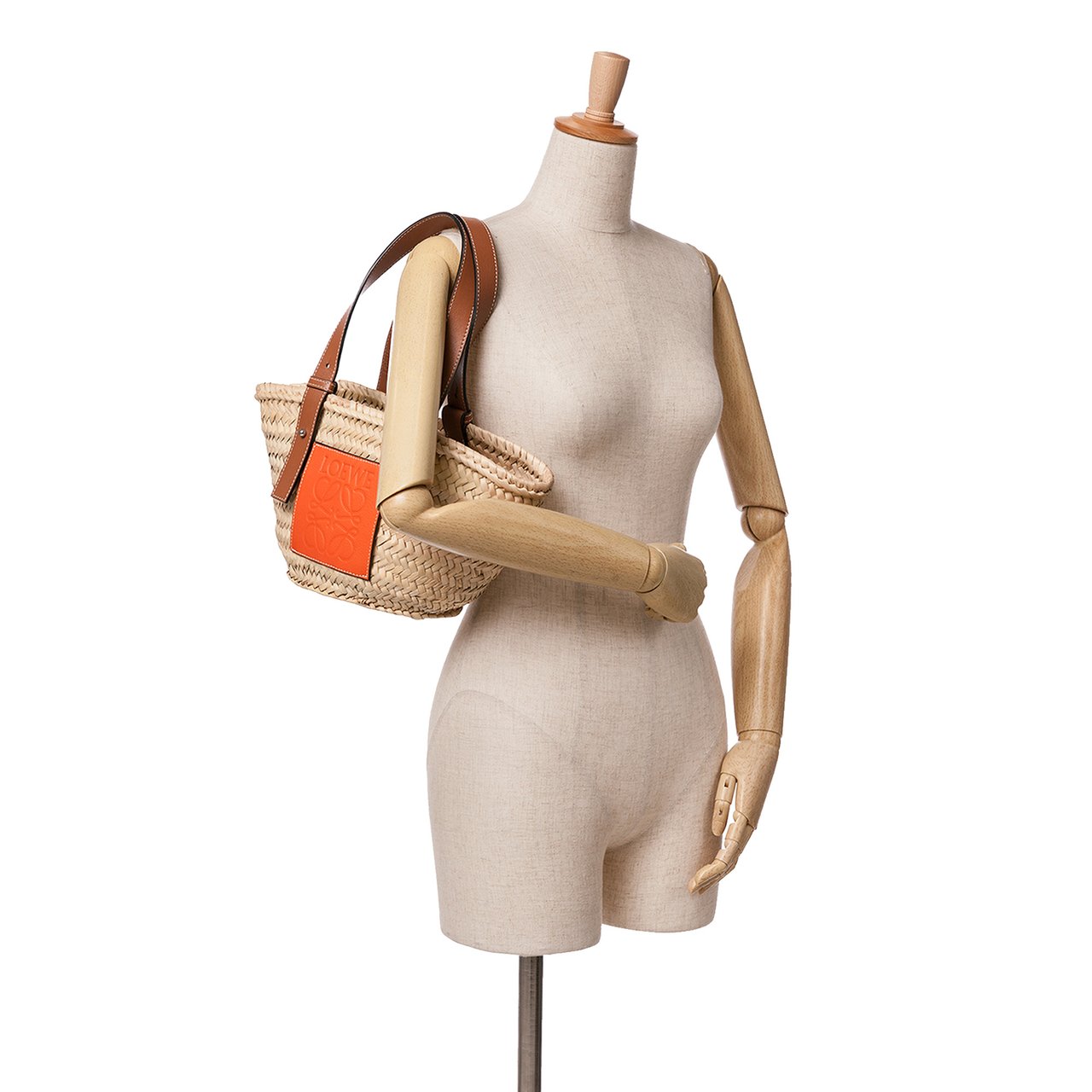Loewe Mini Raffia Basket Tote Bruin