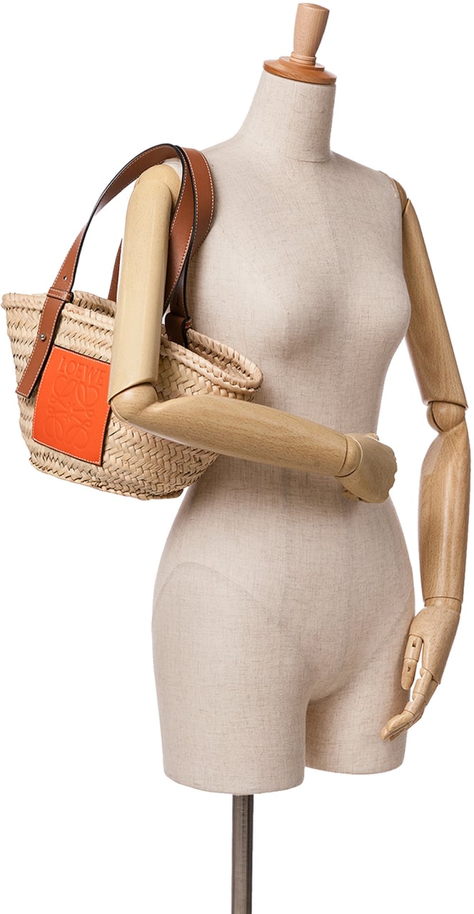 Loewe Mini Raffia Basket Tote Bruin
