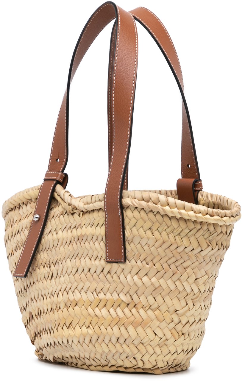 Loewe Mini Raffia Basket Tote Bruin