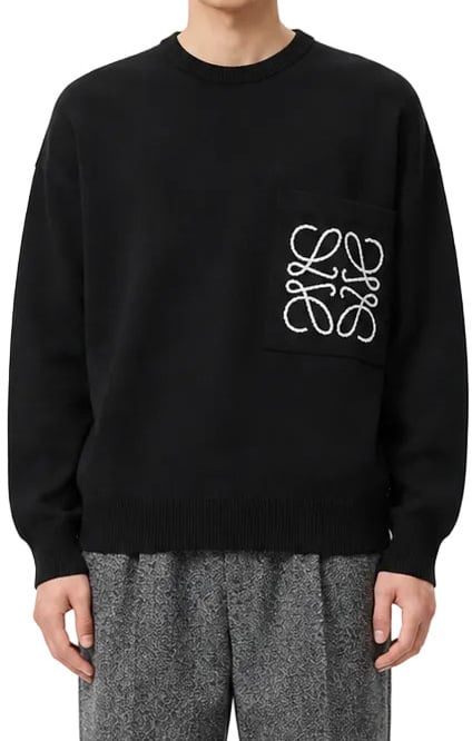 Loewe ANAGRAM POCKET SWEATER BLACK/WHITE Divers