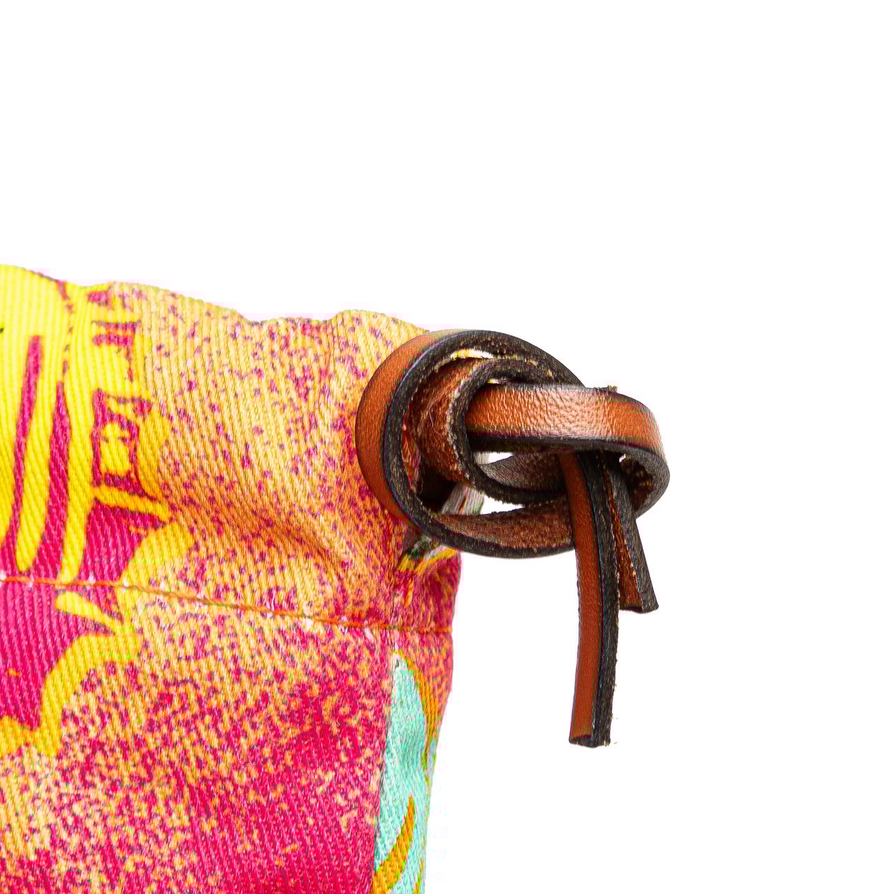 Loewe Paulas Ibiza Canvas Bottle Cap Print Drawstring Pouch Oranje