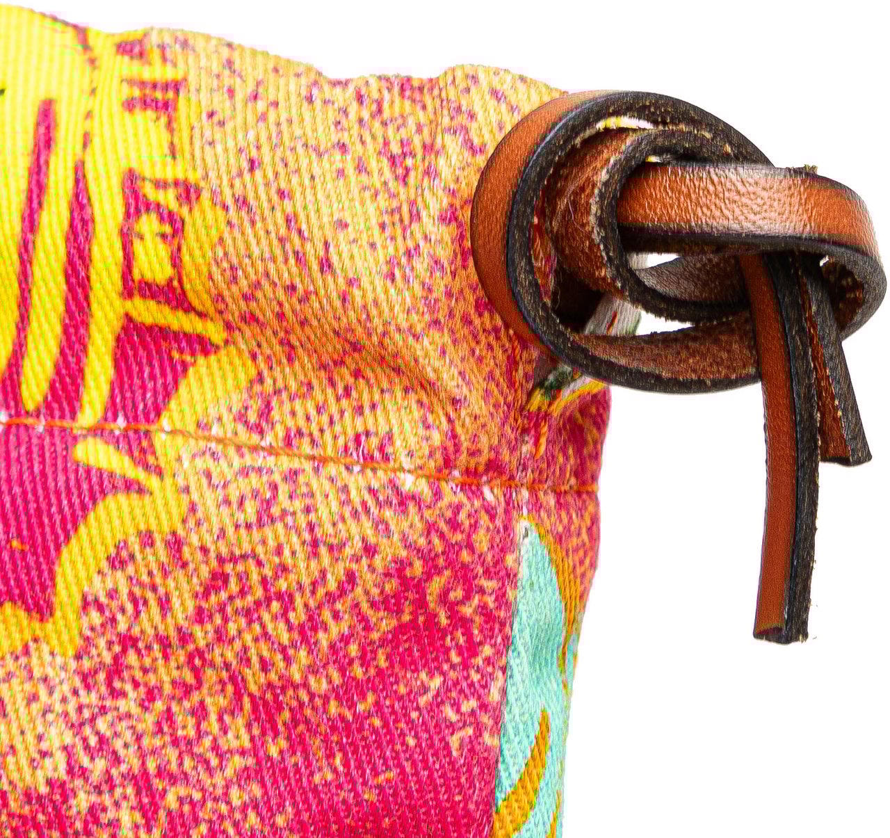 Loewe Paulas Ibiza Canvas Bottle Cap Print Drawstring Pouch Oranje