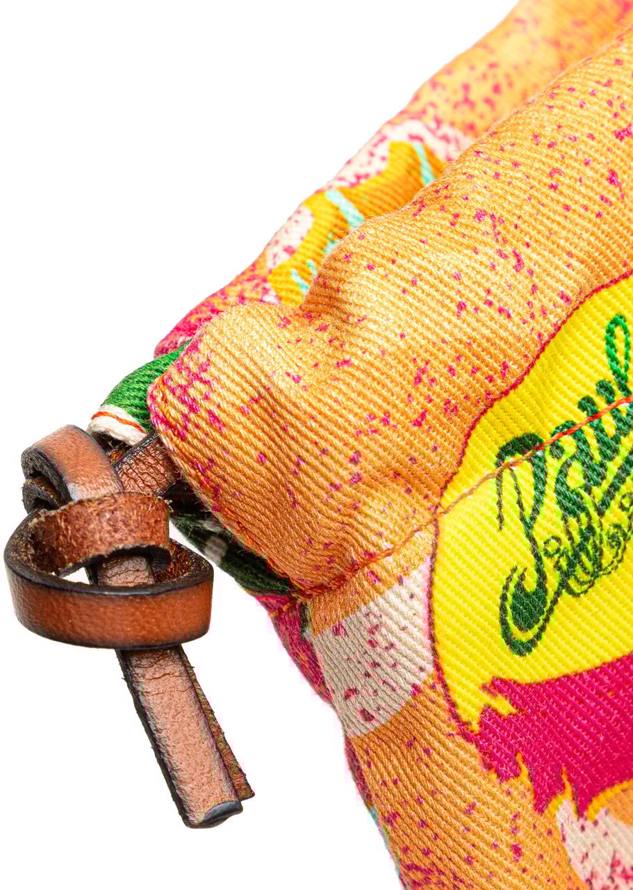 Loewe Paulas Ibiza Canvas Bottle Cap Print Drawstring Pouch Oranje