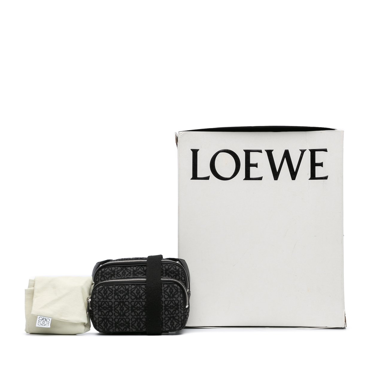 Loewe Mini Anagram Canvas Logo Camera Bag Zwart
