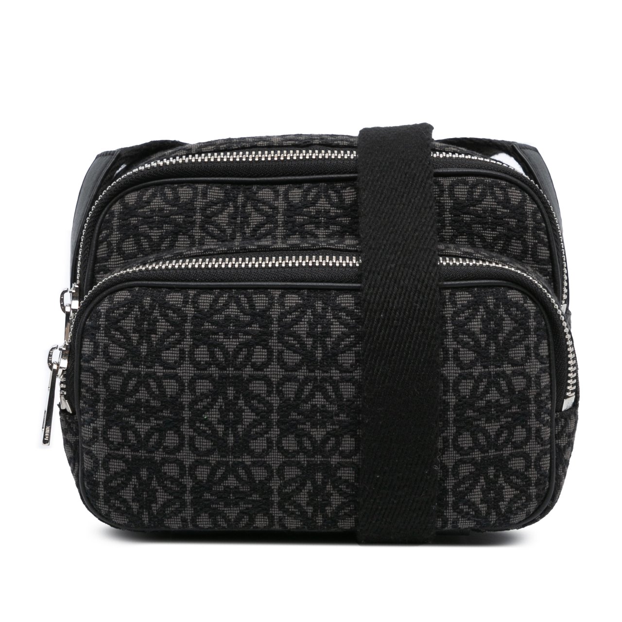 Loewe Mini Anagram Canvas Logo Camera Bag Zwart