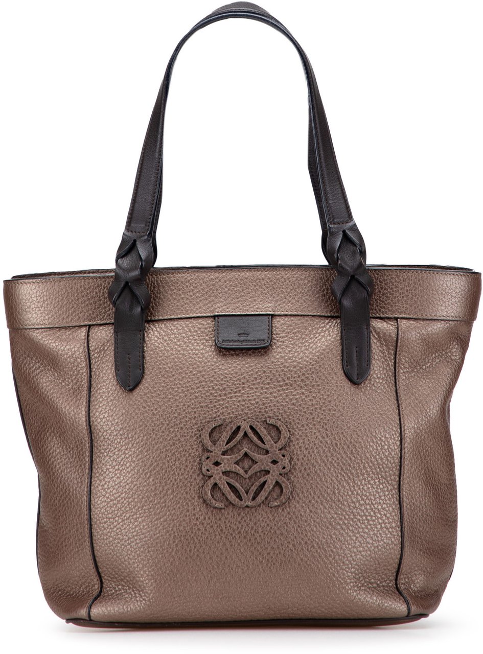 Loewe Anagram Leather Fusta Tote Bruin
