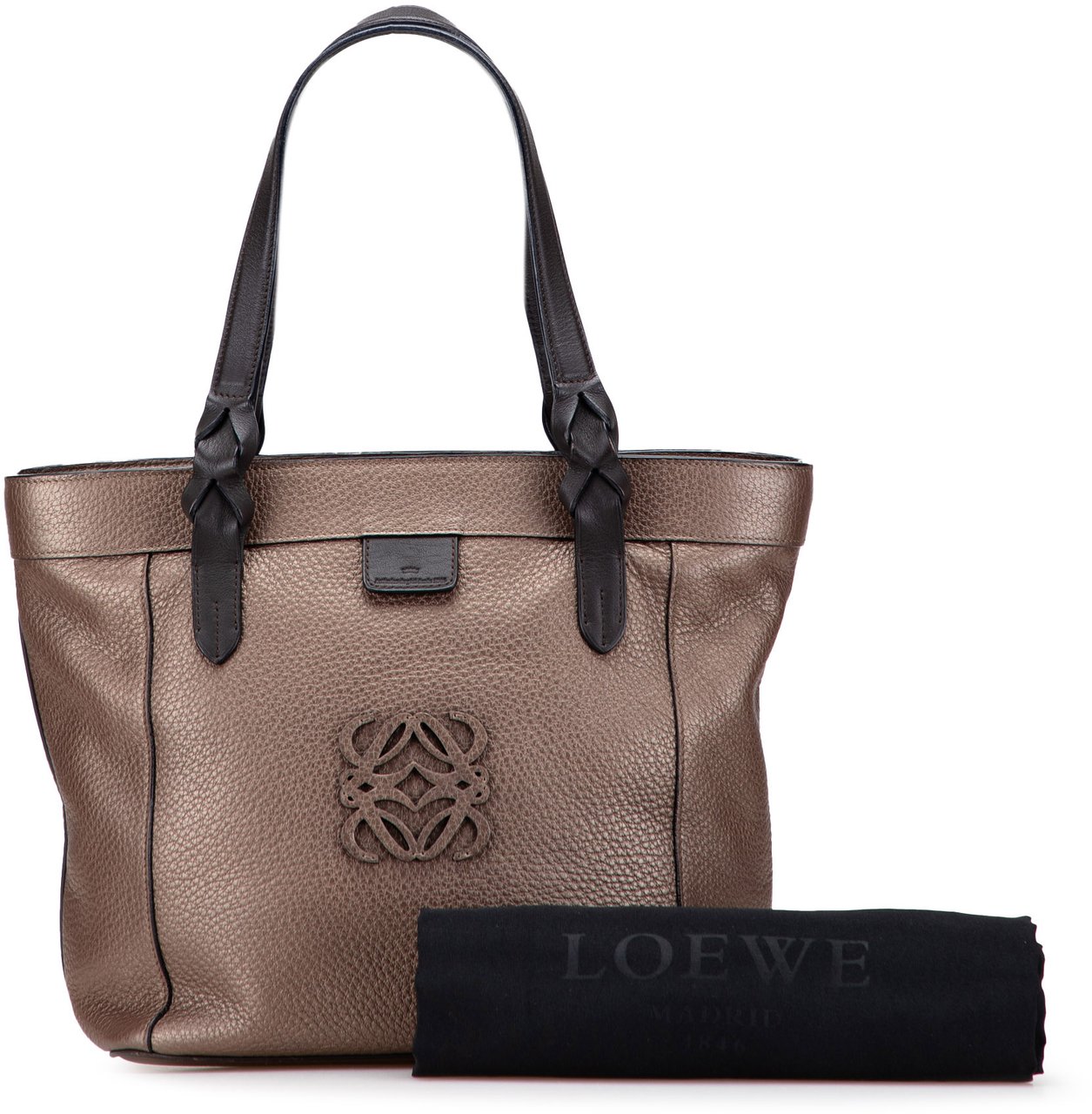 Loewe Anagram Leather Fusta Tote Bruin
