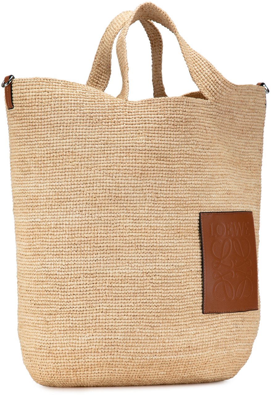 Loewe Large Raffia Slit Satchel Bruin