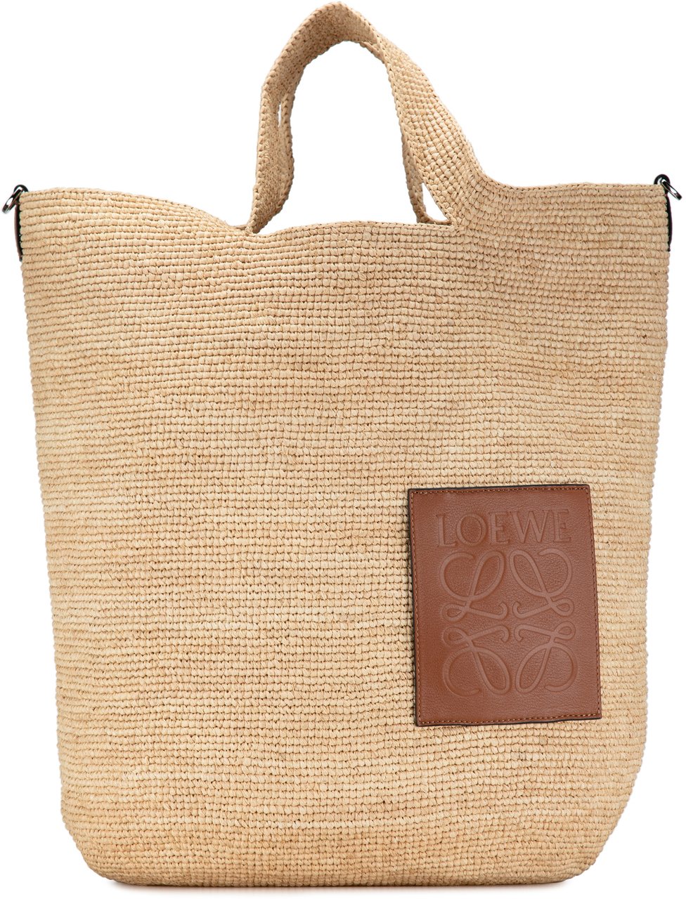 Loewe Large Raffia Slit Satchel Bruin