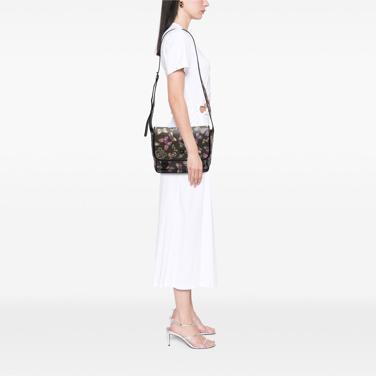 Loewe Tales of Spain Butterfly Printed Leather Anagram Crossbody Groen