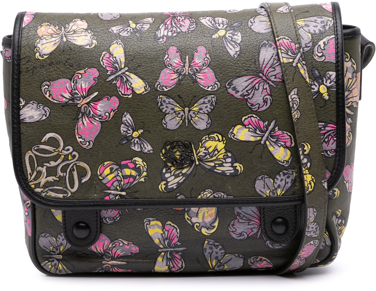 Loewe Tales of Spain Butterfly Printed Leather Anagram Crossbody Groen
