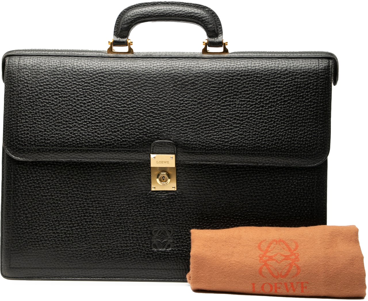 Loewe Leather Anagram Business Bag Zwart