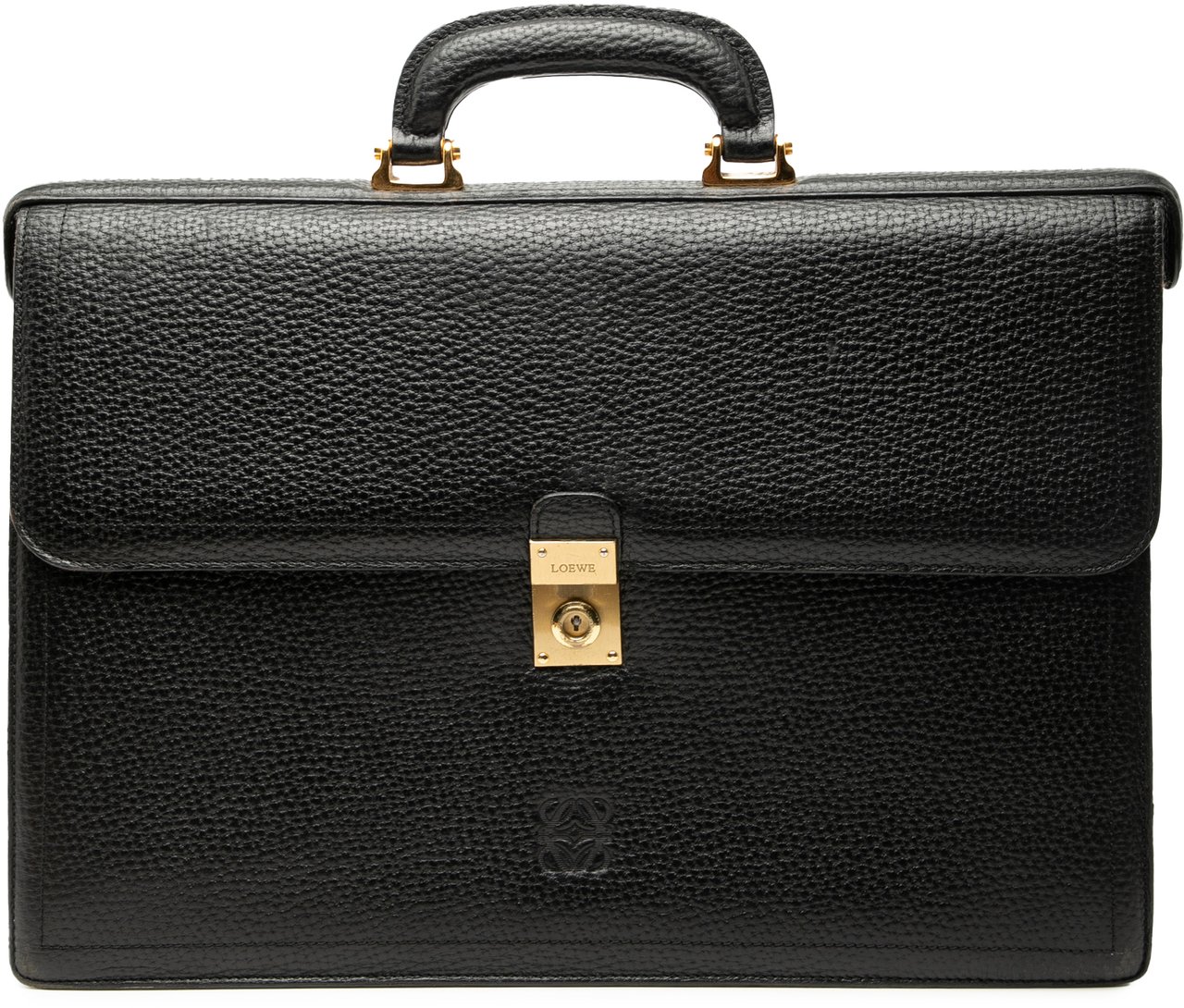 Loewe Leather Anagram Business Bag Zwart