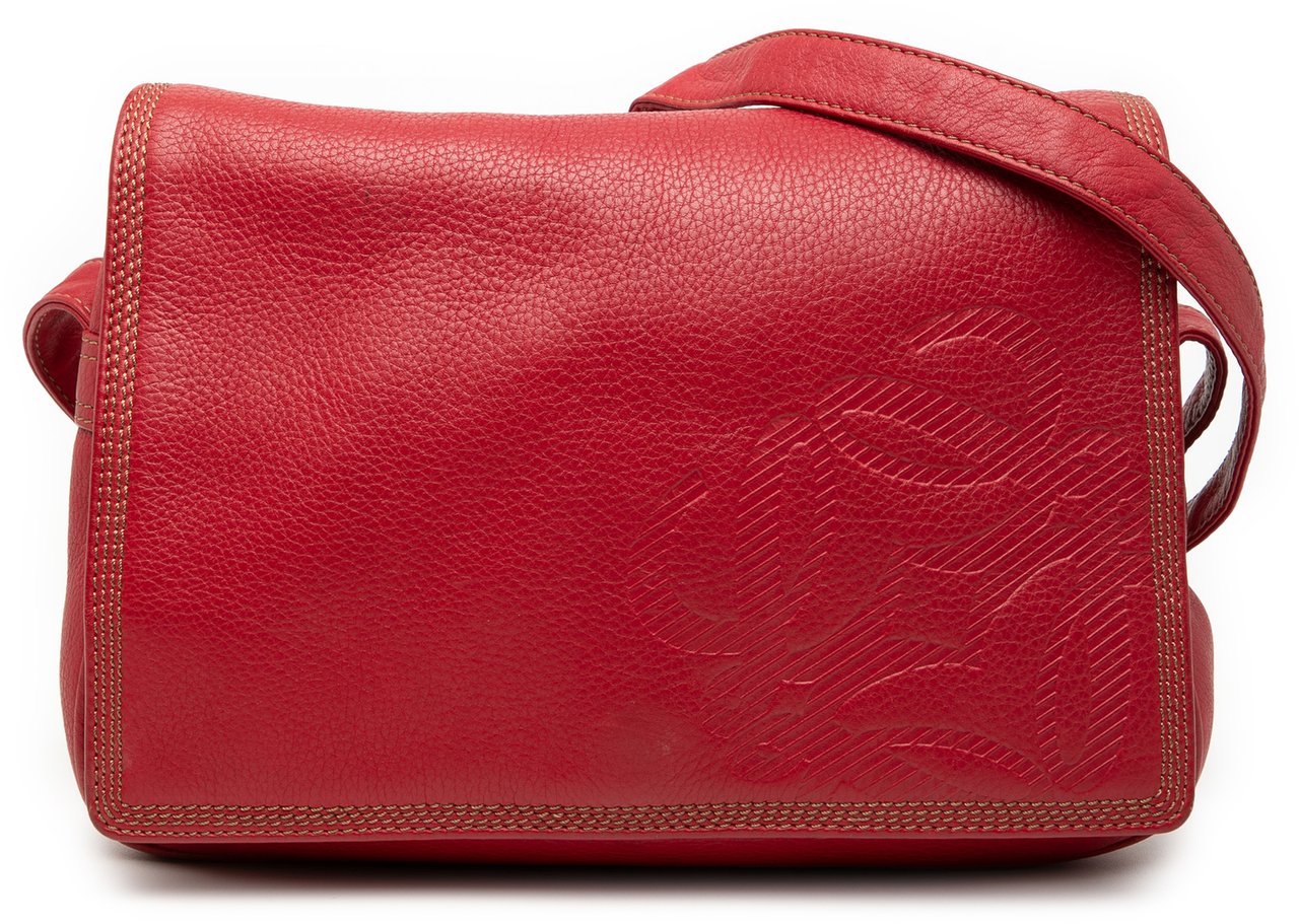 Loewe Leather Anagram Flap Crossbody Rood